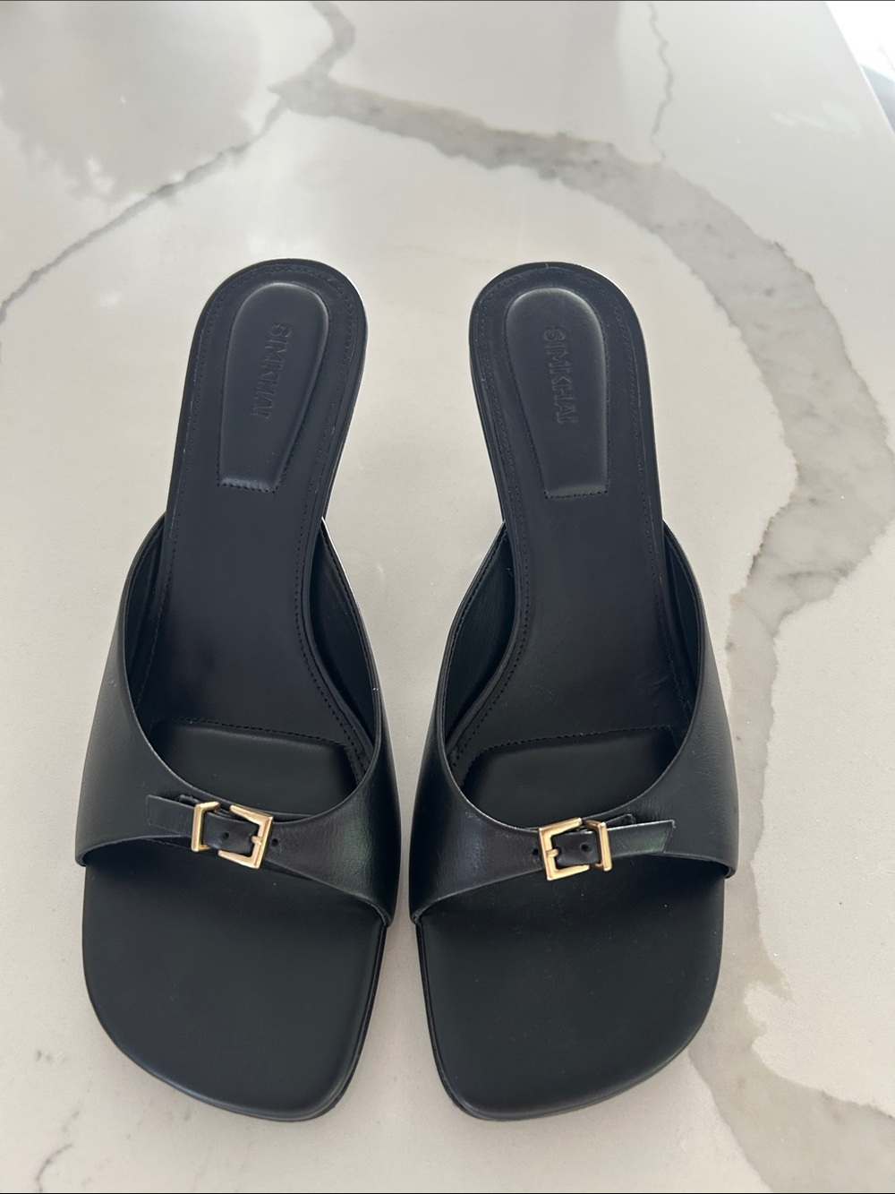 SIMKHAI Carey Leather Mules in black leather.